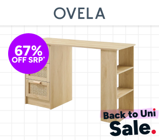 Ovela Zara Rattan 3 Drawer Desk Product Image