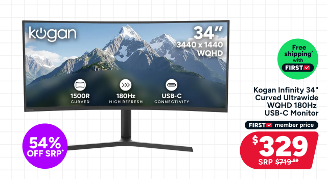 Kogan Infinity 34" Curved Ultrawide WQHD 180Hz USB-C Monitor