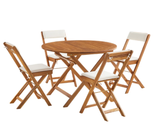 Shangri-La Maya Bay 4 Seater Foldable Outdoor Patio Set Acacia Wood Product Image