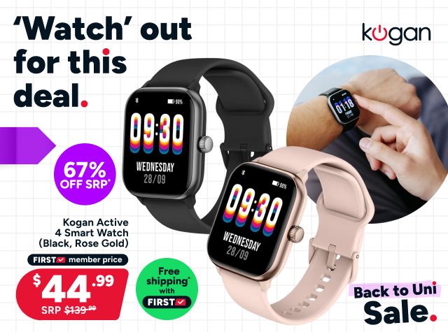 Kogan Active 4 Smart Watch (Black, Rose Gold)