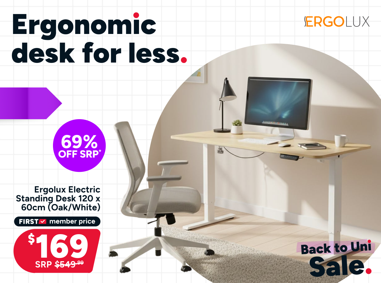 Ergolux Electric Standing Desk 120 x 60cm (Oak/White)