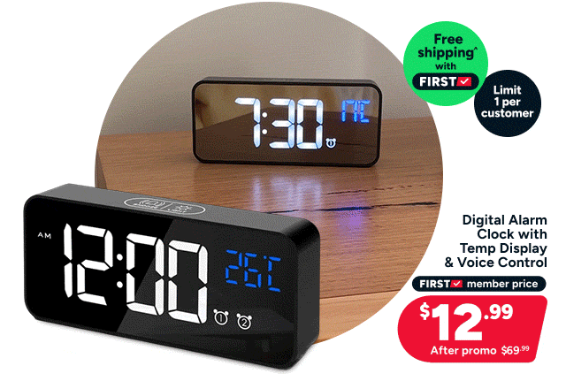 Digital Alarm Clock with Temperature Display & Voice Control