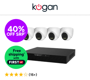 Kogan SmarterHome™ 8 Channel NVR AI Security Camera System with 4 x 8MP Cameras (4TB, PoE) Product Image
