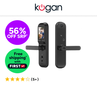 Kogan SmarterHome™ Wi-Fi Fingerprint Video Smart Lock with Monitor Product Image