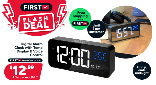 Digital Alarm Clock with Temperature Display & Voice Control
