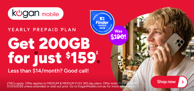Kogan Mobile 200GB for $159 ‡