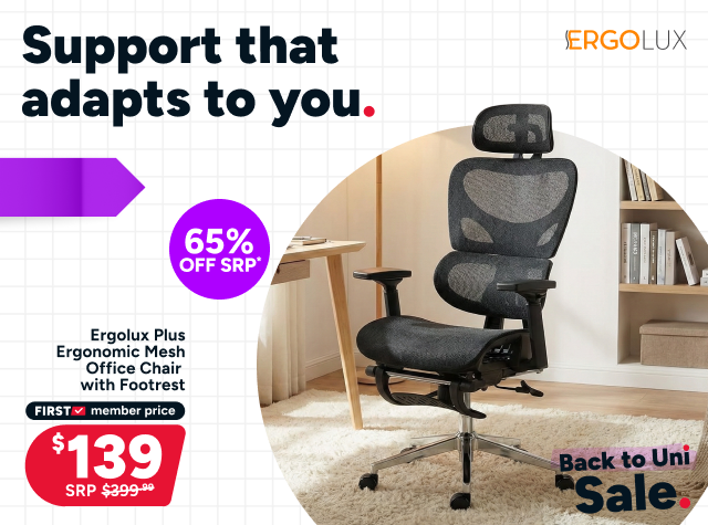 Ergolux Plus Ergonomic Mesh Office Chair with Footrest