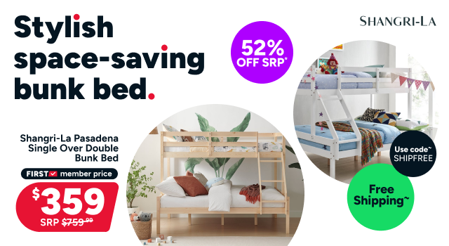 Shangri-La Pasadena Single Over Double Bunk Bed