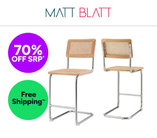 Set of 2 Matt Blatt Marcel Breuer Cesca Counter Stools Replica Product Image