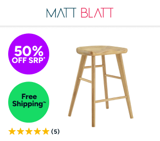 Matt Blatt Saddle Backless Counter Stool Product Image