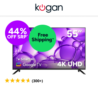 Kogan 55" LED 4K Smart AI Google TV Product Image