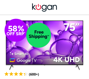 Kogan 75" LED 4K Smart AI Google TV Product Image