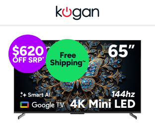 Kogan 65" Mini-LED QLED 4K 144Hz Smart AI Google TV Product Image