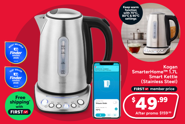 Kogan SmarterHome™ 1.7L Smart Kettle (Stainless Steel)