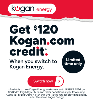 Kogan Energy Switch Week - Get $120 Kogan.com credit ^