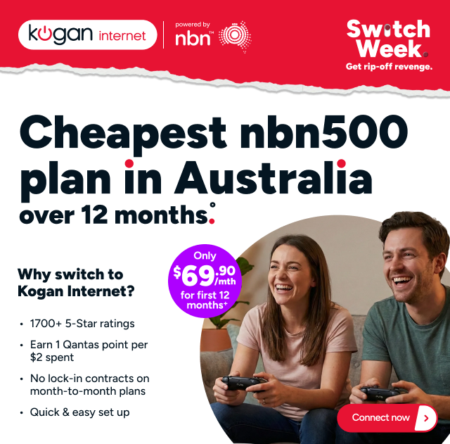 Kogan Internet Switch Week - Cheapest nbn500 plan in Australia over 12 months°