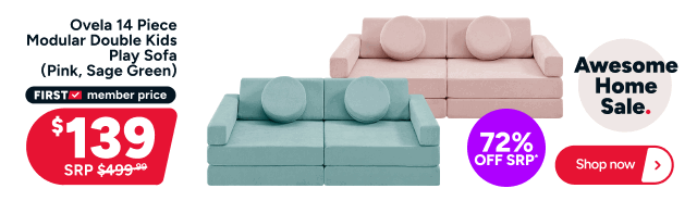 Ovela 14 Piece Modular Double Kids Play Sofa (Pink, Sage Green)