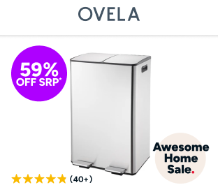 Ovela 60L Dual Compartment Pedal Rubbish Bin (Stainless Steel) Product Image