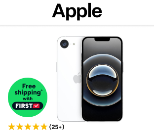 Apple iPhone 16e (128GB, White) Product Image