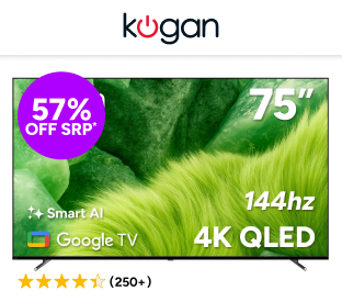 Kogan 75" QLED 4K 144Hz Smart AI Google TV Product Image