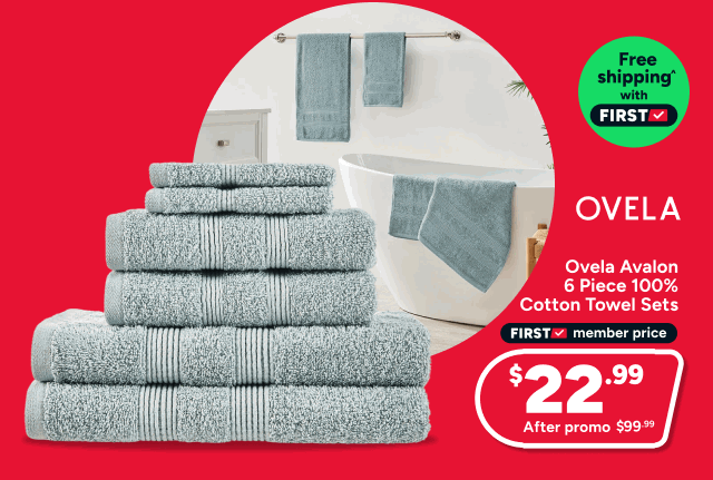 Ovela Avalon 6 Piece 100% Cotton Towel Set