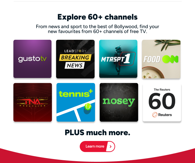 Explore 60+ channels on Kogan TV+