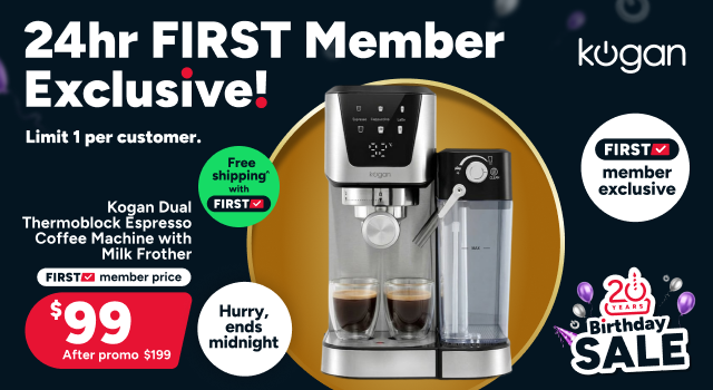 Kogan Dual Thermoblock Espresso Coffee Machine with Milk Frother