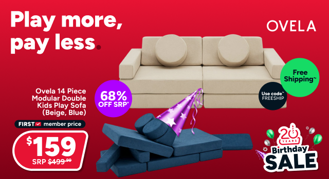 Ovela 14 Piece Modular Double Kids Play Sofa (Beige, Blue)