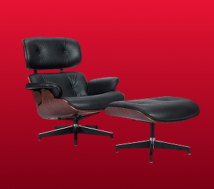 Matt Blatt Eames Premium Replica Leather Lounge Chair and Ottoman (Black Leather) Product Image