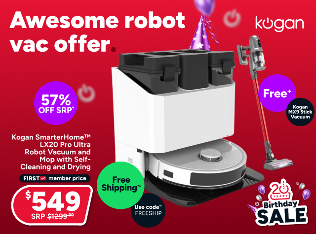 Kogan SmarterHome™ LX20 Pro Ultra Robot Vacuum and Mop with Self-Cleaning and Drying