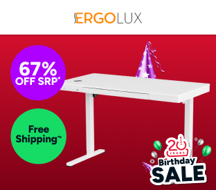 Ergolux Electric Standing Desk with Drawer 120 x 60cm (White/White) Product Image