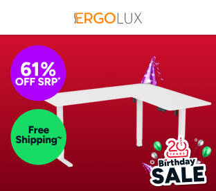 Ergolux Electric L-Shaped Dual-Motor Standing Desk 160 x 140cm (White/White) Product Image