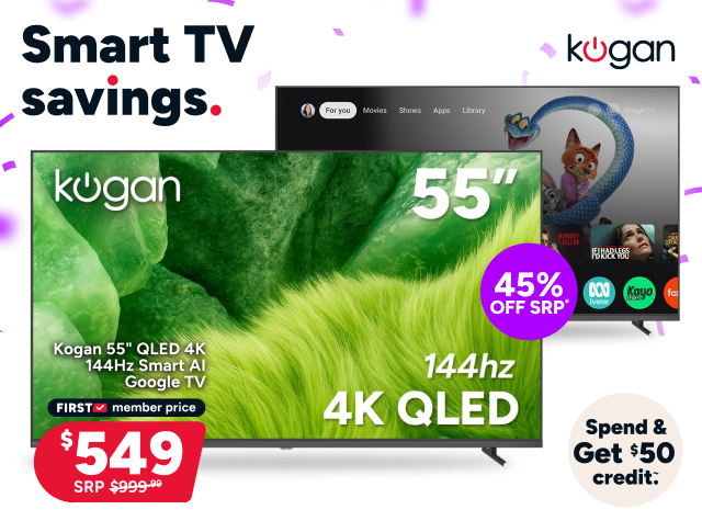 Kogan 55" QLED 4K 144Hz Smart AI Google TV