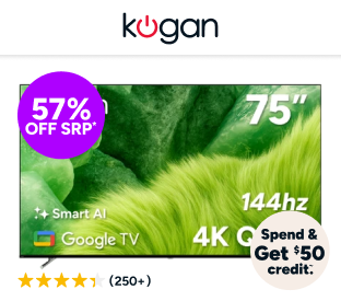 Kogan 75" QLED 4K 144Hz Smart AI Google TV  Product Image