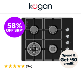 Kogan Gas Cooktop (Black Glass, 60cm) Product Image