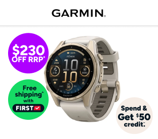 Garmin Fenix 8 AMOLED Sapphire Smart Sports Watch (Soft Gold with Fog Grey Band, 43mm) Product Image