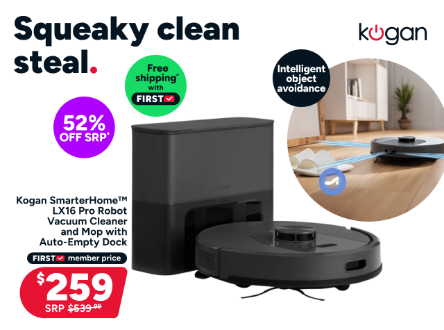 Kogan SmarterHome™ LX16 Pro Robot Vacuum Cleaner and Mop with Auto-Empty Dock