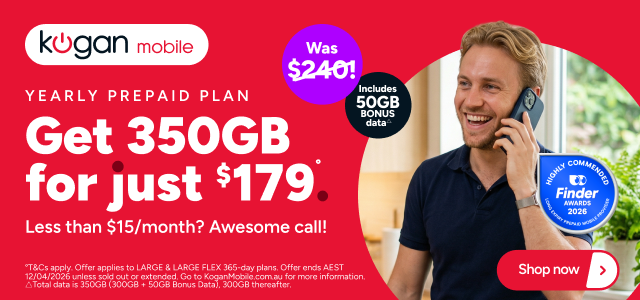 Kogan Mobile - $179 for 350GB  °