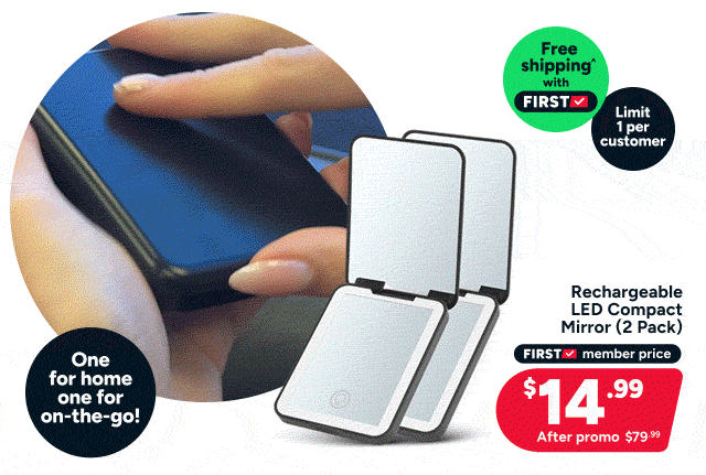 Rechargeable LED Compact Mirror (2 Pack)
