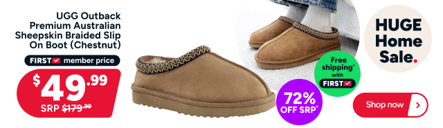 UGG Outback Premium Australian Sheepskin Braided Slip On Boot (Chestnut)