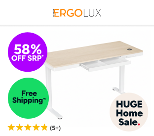 Ergolux Electric Standing Desk with Drawer 140 x 60cm (Oak/White) Product Image