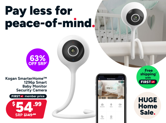 Kogan SmarterHome™ 1296p Smart Baby Monitor Security Camera