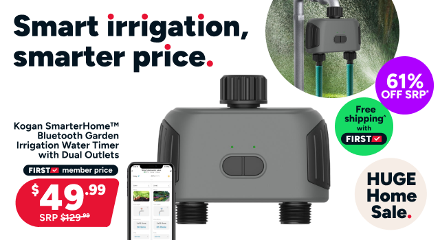 Kogan SmarterHome™ Bluetooth Garden Irrigation Water Timer with Dual Outlets