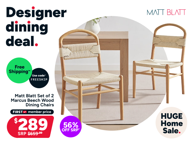 Matt Blatt Set of 2 Marcus Beech Wood Dining Chairs (White/Natural)