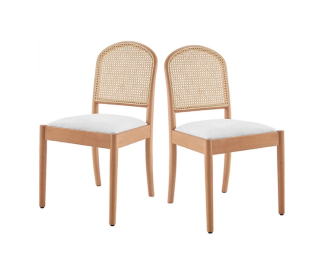 Set of 2 Matt Blatt Louie Rattan and Beech Wood Dining Chairs Product Image