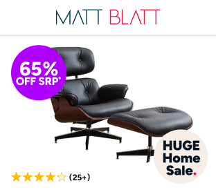 Matt Blatt Eames Premium Replica Leather Lounge Chair and Ottoman (Black Leather/Rosewood) Product Image