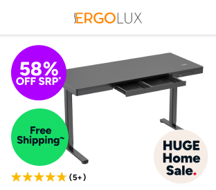 Ergolux Electric Standing Desk with Drawer 140 x 60cm (Black/Black) Product Image