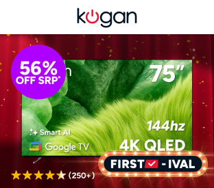 Kogan 75" QLED 4K 144Hz Smart AI Google TV Product Image