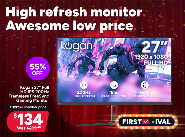 Kogan 27" Full HD IPS 200Hz Frameless FreeSync Gaming Monitor (1920 x 1080)