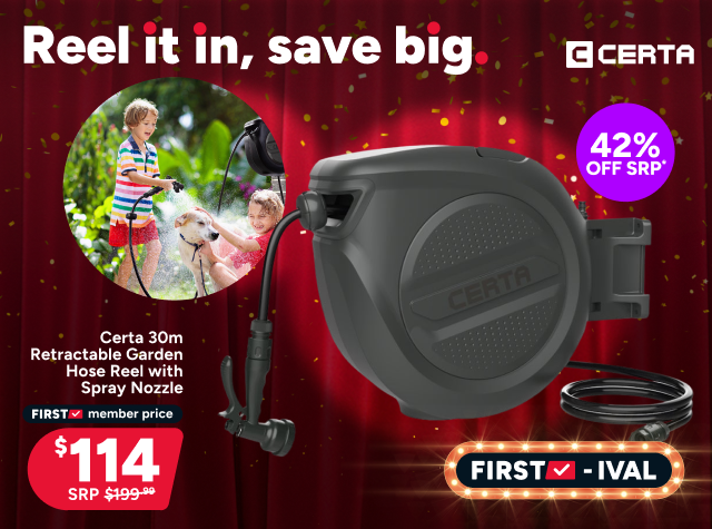 Certa 30m Retractable Garden Hose Reel with Spray Nozzle - $114*